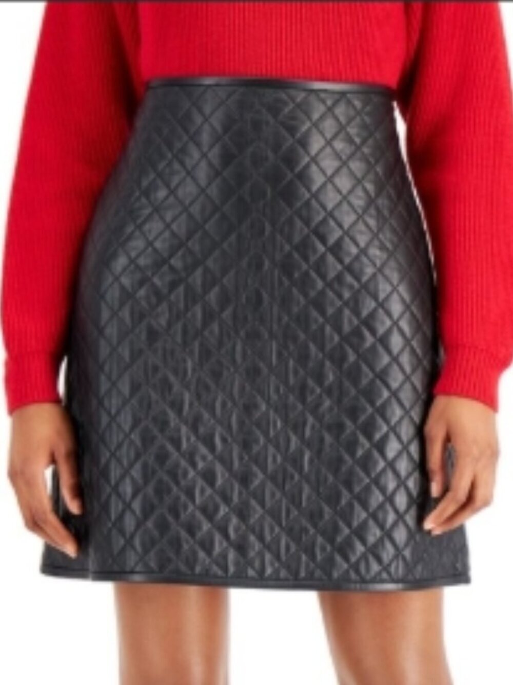 Weekend MaxMara Bernini Quilted Leather Mini Skirt Black Size 0 NWT